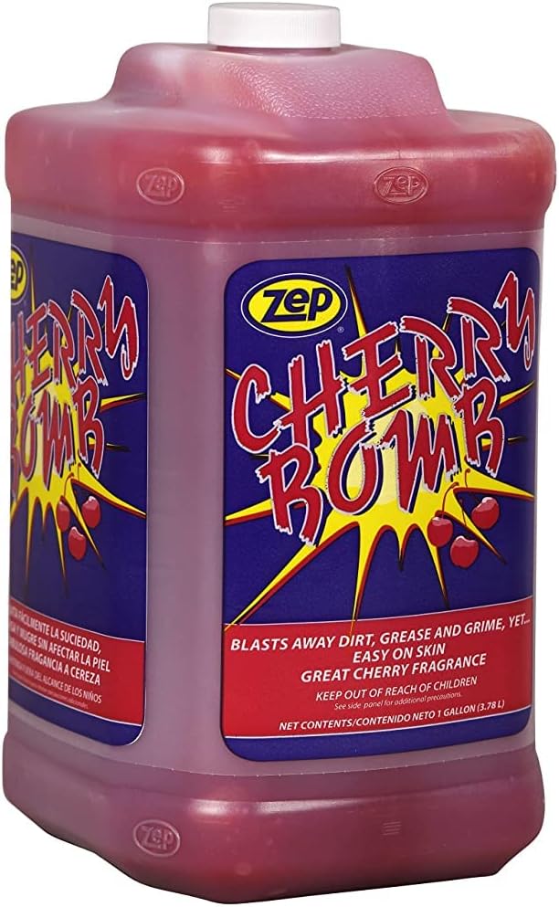 Zep Cherry Bomb Industrial Hand Cleaner Gel with Pumice - 1 Gallon (Case of 4) - 1049525 - Heavy-Duty Shop Grade Formula, Four Pumps Included