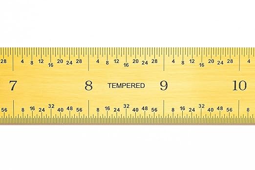 PEC Tools 12"/300mm Rigid Metal Ruler, Titanium Nitride (TiN) Coated Machinist Ruler, E&M Graduation (1/32", 1/64", 0.5mm, 1.0mm), 1" Wide and 0.040" Thick, High Wear Resistance, Made in USA