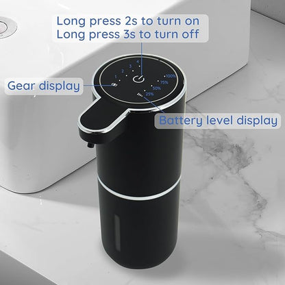 Foaming Soap Dispenser, Automatic Soap Dispenser, 13.5oz/400ml Automatic Soap Dispenser Touchless, USB Rechargeable 4 Level Adjustable Electric Hand Soap Dispenser, for Bathroom, Kitchen,Hotel(Black)