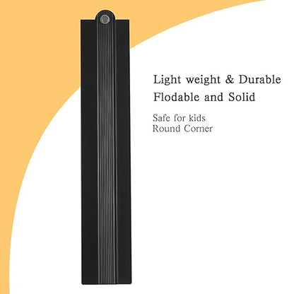 2-in-1 Foldable Metal Ruler & Protractor -15cm Compact to 30cm Extended, Precision Laser Etched Metric Scale, Aluminum Folding Small Ruler for Planner Journaling Drafting Drawing (Black)