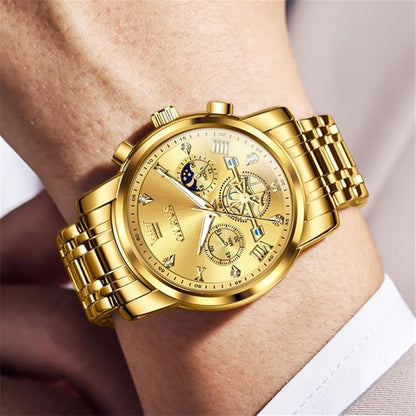 OLEVS Men Silver Watches,Men's Stainless Steel Chronograph Watch,Man Analog Quartz Big Face Male Watches Luxury Waterproof Roman Numeral Dress Diamond Relojes para Hombre