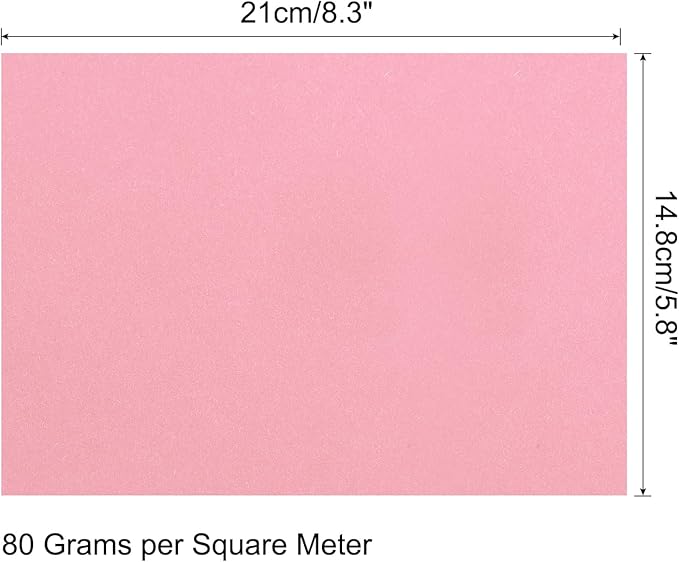 MECCANIXITY 75 Sheets A4 Colored Print Copy Paper 5.8" x 8.3" Origami Paper Printer Paper 80gsm for Printing, Document Copying, Art Craft,Light Pink