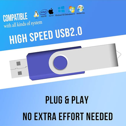 32GB Flash Drive Thumb Drives 10 Pack, JBOS USB Drive 32 GB USB2.0 Swivel Metal USB Memory Sticks, Multipack Jump Drives Colorfufl Pen Drives for Data Storage Backup