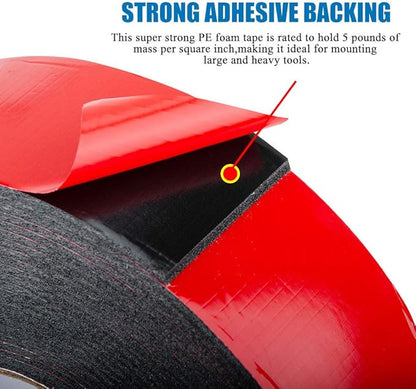 Double Sided Foam Tape 2.36In x 33FT 2 Pack, Mounting Tape Heavy Duty, Strong Adhesive Weatherproof Seal Strips for DIY Craft Picture Poster, Car & Gap Filling Mountings, Home Office Decor (Black)