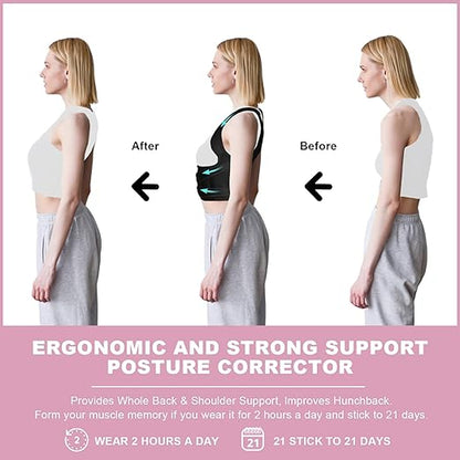 Posture Corrector for Women and Men,4 In 1 Adjustable Full Back Brace,Posture Braces Can Relieve Upper and Lower Back Pain, Shoulder Braces for Hunchback,Scoliosis, Lumbar Spine, Spine(Medium Black)