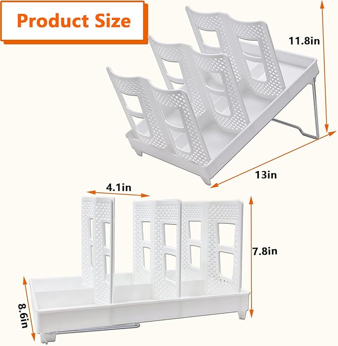 Coffee Cup Organizer Holder, CIT ZCFYU Adjustable Cup and Lid Storage Rack,6 Slots Disposable Paper Cup Dispenser fits 8-22oz,Plastic Cup Stand for Coffee Station Bar Countertop Home Kitchen,White