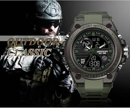 KXAITO Men's Watches Sports Outdoor Waterproof Military Watch Date Multi Function Tactics LED Alarm Stopwatch