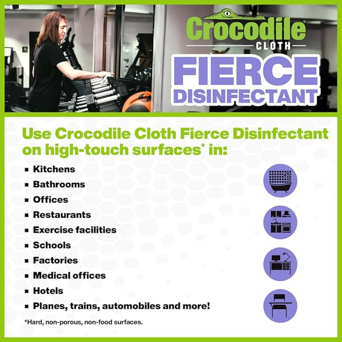 Crocodile Cloth Fierce Disinfectant Wipes - 480 Count (48 Packs of 10 Count) 15" x 10" Multi-Surface Disinfecting Cleaning Cloths For Kitchens, Bathrooms, Offices & Schools