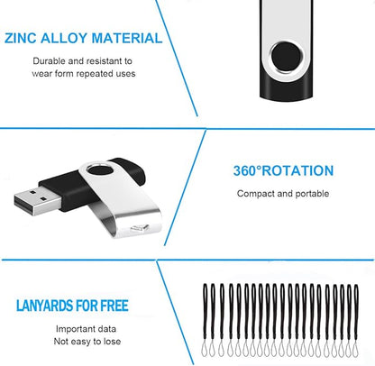 EASTBULL 200 Packs of 128MB (Not 128GB) Flash Drives Bulk Flash Drives Pack 128MB USB2.0 Thumb Drives Bulk with Strings