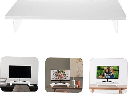 Acrylic Laptop Stand for Desk White Monitor Riser Ergonomic Computer Screen Riser with Smooth Polished Surface Eye-level Height Monitor Shelf for Office and Home