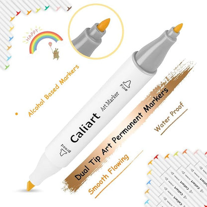 Caliart Markers, 168 Colors Dual Tip Art Markers Sketch Pens Permanent Alcohol Based, with Case for Adult Artist Halloween Drawing Sketching