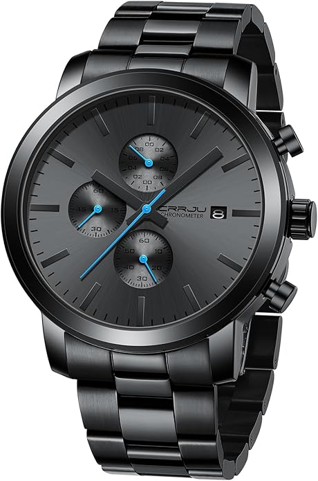CRRJU Mens Stylish Casual Quartz Watches for Men Luxury Waterproof Calendar Chronograph Japan Movement Wristwatches