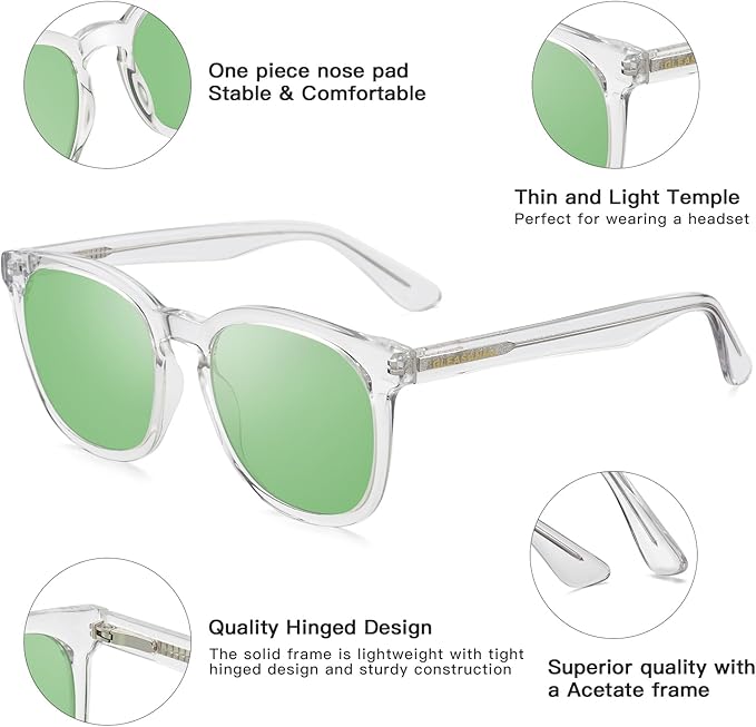Sleep Glasses for 99.9% Blue Light Glasses Dual AR Coatings Green Lens for Computer Gaming Reduce Eyestrain