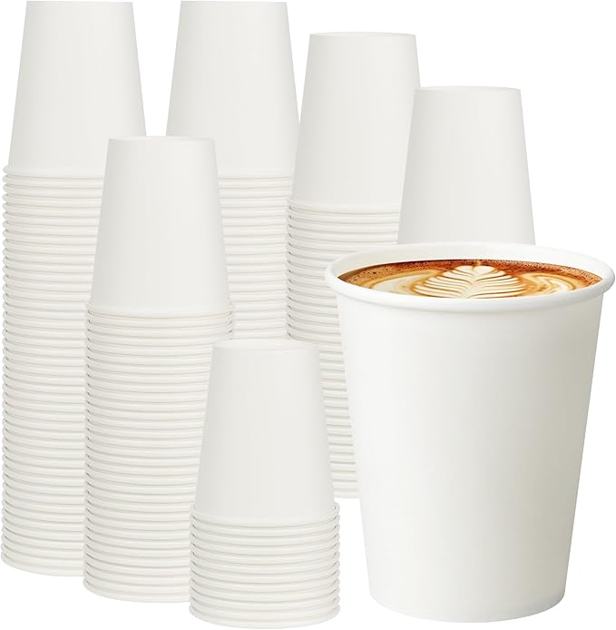 1000 Pack 8 oz Paper Cups, Disposable Coffee Cups, White Hot/Cold Beverage Drinking Cups for Water, Coffee, or Juice, Perfect for office, Party, Home
