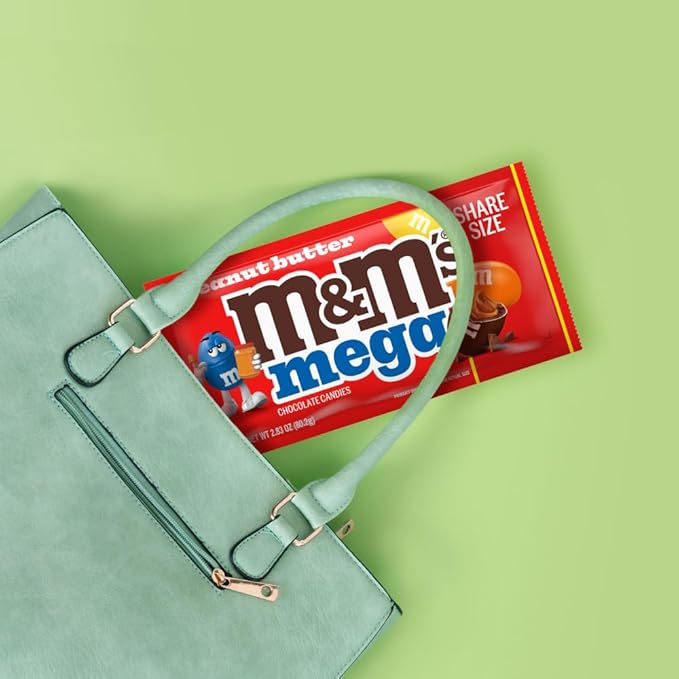 M&M'S Peanut Butter Chocolate Candy, Full Size 2.83 oz Bag, Pack of 24 Bulk Candy Chocolate