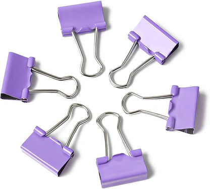 100 Pack Mini Purple Binder Clips 5/8 Inch (15 mm), Colored Little Paper Clamps, Small Tiny Micro Size Paper Clips for Office Home School Business 0.6"