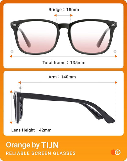 TIJN Blue Light Blocking Glasses for Women Men Clear Frame Square Nerd Eyeglasses Anti Blue Ray Computer Screen Glasses
