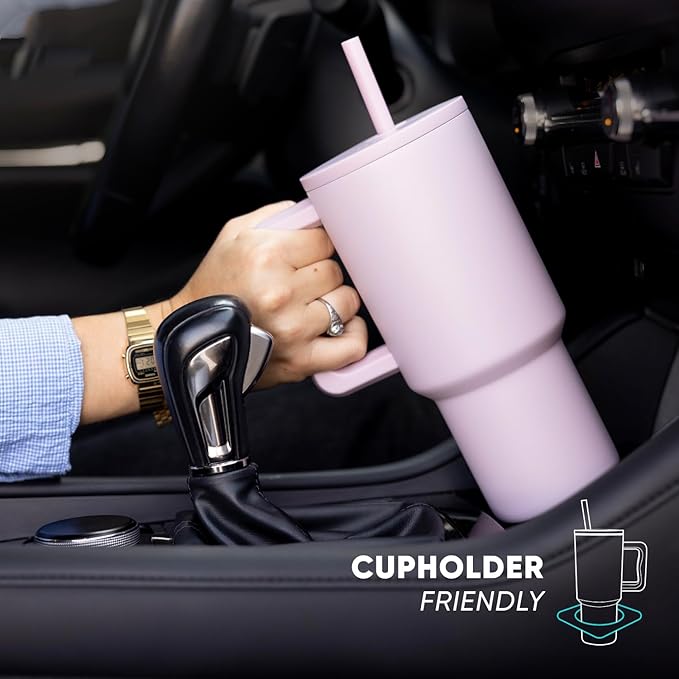 Simple Modern 40 oz Valentine's Day Trek Tumbler with Handle and Straw Lid | Cup Holder Friendly Insulated Stainless Steel Travel Mug | Lovers Lane