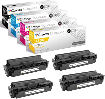 CS Replacement Toner Cartridge Compatible with HP 410X CF410X Black CF411X Cyan CF413X Magenta CF412X Yellow Pro M452dn M452dw M452nw M477 M477fdw M477fnw M477fdn MFP M377dw 4 Color Set