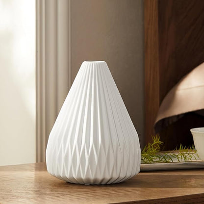 RONDURE 9.1" Modern Ceramic Table Lamp, Modern Bedside Lamps for Bedroom, Living Room and Nightstand, White Translucent Ceramic Shade, Warm Ambient Lighting, Home Decor