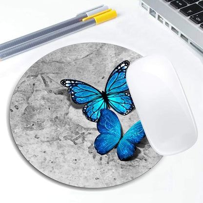 Blue Monarch Butterflies Gray Stone Watercolor Mouse Pad Round Non-Slip Rubber Mousepad Laptop Office Computer Decor Cute Desk Accessories Customized Design Mouse Pad