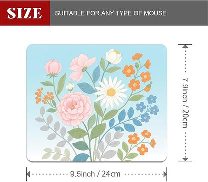 Square Mouse Pad Hand-Painted Flowers, Personalized Premium-Textured Custom Mouse Mat Design, Washable Mousepad Cloth, Non-Slip Rubber Base Computer Mouse Pads for Wireless Mouse