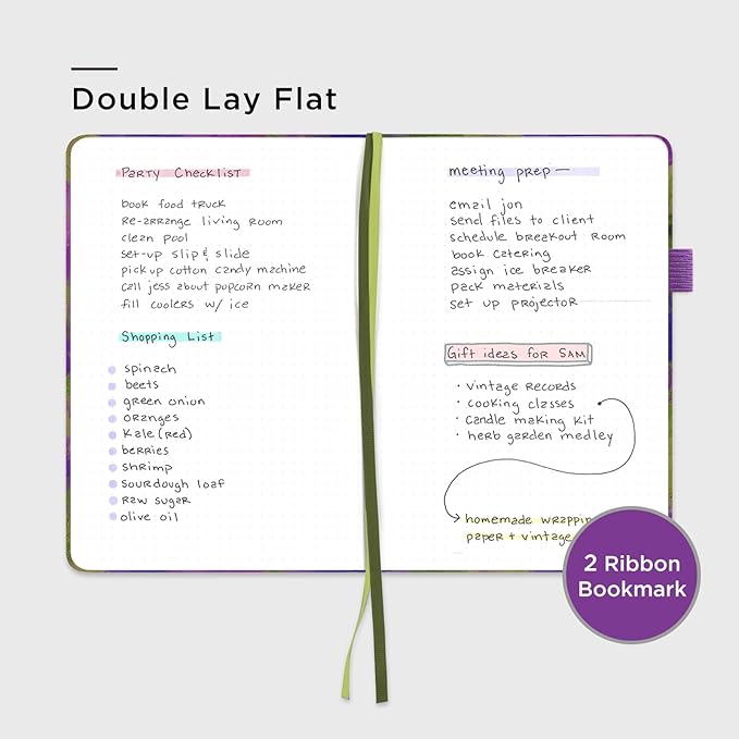 &And Per Se Dotted Journal Notebook, A5 Hardcover Bullet Dotted Journal, 160 Pages 100 gsm Thick Paper, 3 Sheets of Stickers Included - 5.7'' x 8'' (Lavender Grove)