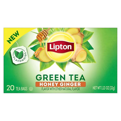 Lipton Green Tea Variety Pack, Honey Ginger, Lemon & Peach, 20 CT (3 ea)