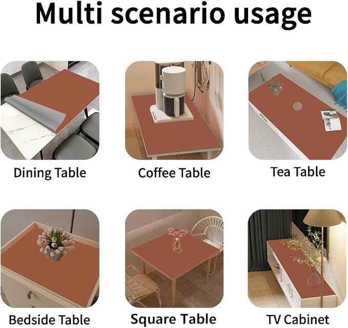 Leather Table Cover,1.8mm Thick,35.4x70.9 Inch Table Protector,Table Protector for Dining Room Table,Dining Table Cover,Table Cover Protector,Kitchen Table Cover(Brown+Gray,35.4x70.9)
