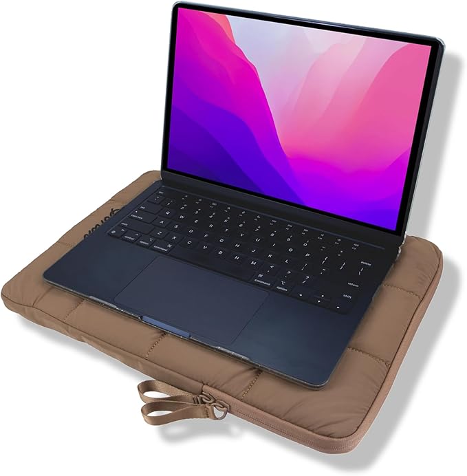 Sonix Puffy Laptop Sleeve Case & Tablet Sleeve | Compatible with 13-14 Inch Laptops and iPad Pro | Quilted Pillow Puffer Computer Bag Cover | 13-14 Inch | Mocha