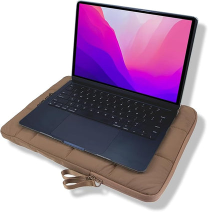 Sonix Puffy Laptop Sleeve Case & Tablet Sleeve | Compatible with 13-14 Inch Laptops and iPad Pro | Quilted Pillow Puffer Computer Bag Cover | 13-14 Inch | Mocha