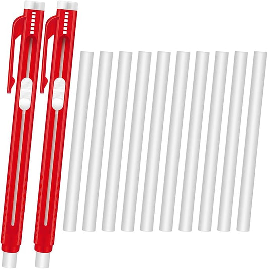 12 Pieces Retractable Mechanical Eraser Pen Bulks Retractable Mechanical Stick Eraser Refill for Teacher Gifts Painting Writing Office Daily Study (Red)