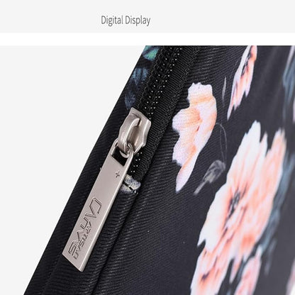 Laptop Sleeve 14 Inch,Waterproof Protective Notebook Case Briefcase Carrying Bag Compatible with MacBook,Acer,Asus, Dell,Lenovo,Microsoft,HP Laptop Cover (Black Flowers, 13 inch)