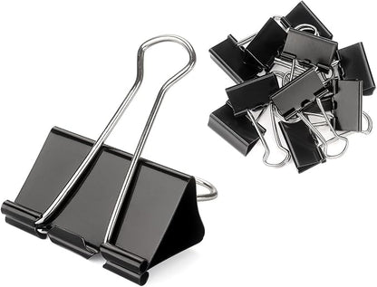 ZZTX Black Binder Clips Paper Clamps Clips Small Size, 1.0 Inches, 36 Pack