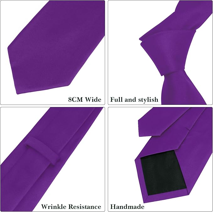 Men's Ties Solid Pure Color 3.15" (8CM) Necktie Plain Formal Business Wedding Black Ties For Men