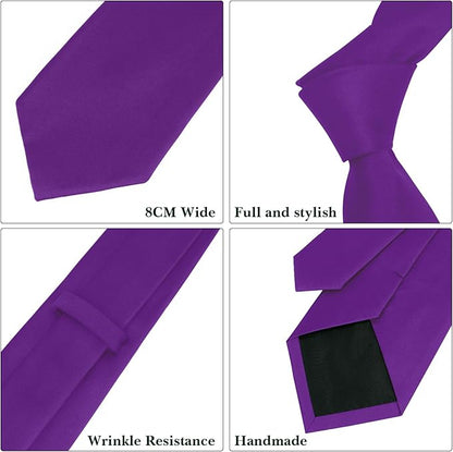 Men's Ties Solid Pure Color 3.15" (8CM) Necktie Plain Formal Business Wedding Black Ties For Men