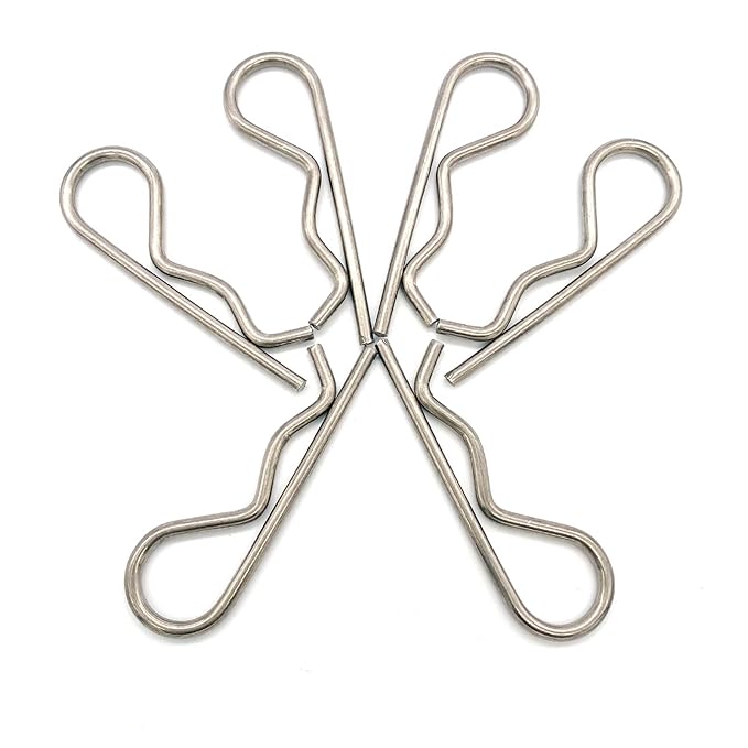 6 Pcs Heavy Duty Stainless Steel Spring Retaining Wire R Clips M3.5x75 Keeper Pins for Trailer Pin Clips Lock System