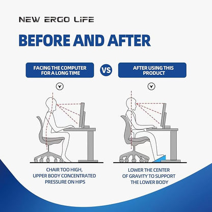 Ergo Life Adjustable Footrest Under Desk, Comfort Foot Stool at Work, 6-Position Multi-angle Adjustable Foot Pedal, Ergonomic Posture Support, Office and Home (Black)