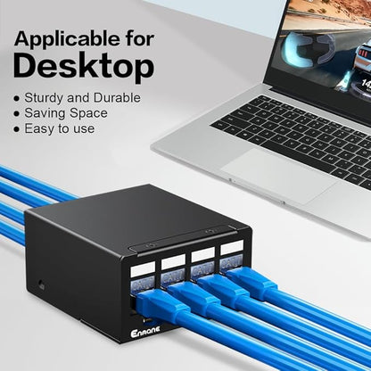4Port Patch Panel CAT7 Keystone Patch Panel Shielded Network Patch Patch with Smart Cable Management for Home/Office Network (1U 4Port, CAT7)