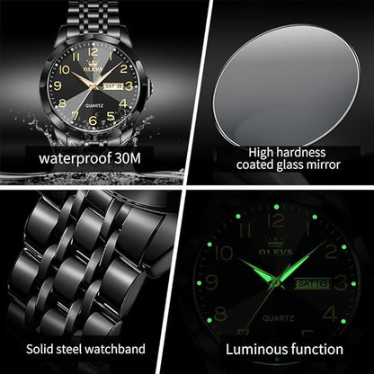 OLEVS Watch for Men Luxury Dress Analog Quartz Stainless Steel Waterproof Luminous Date Diamond Business Two Tone Casual Wrist Watch