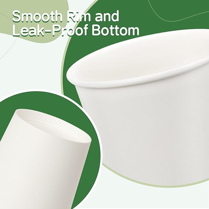 8 oz Coffee Cups 100 Pack, Disposable Paper Cups 8 oz, White Coffee Cups, Hot Beverage Drinking Cups, Suitable for Party, Picnic, Travel, and Events