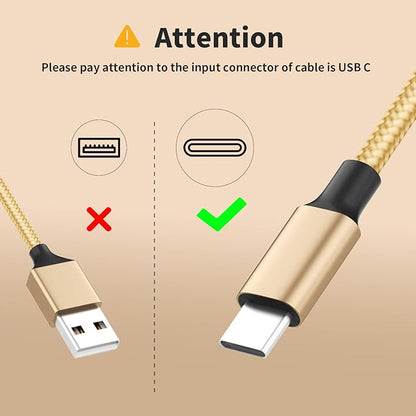 IDISON USB C Multi Charging Cable [2Pack 4FT], 3 in 1 Charging Cable Nylon Braided USB-C Multiple Charger Cord with Type-C, Micro USB and IP Port for Cell Phones and More (Golden)