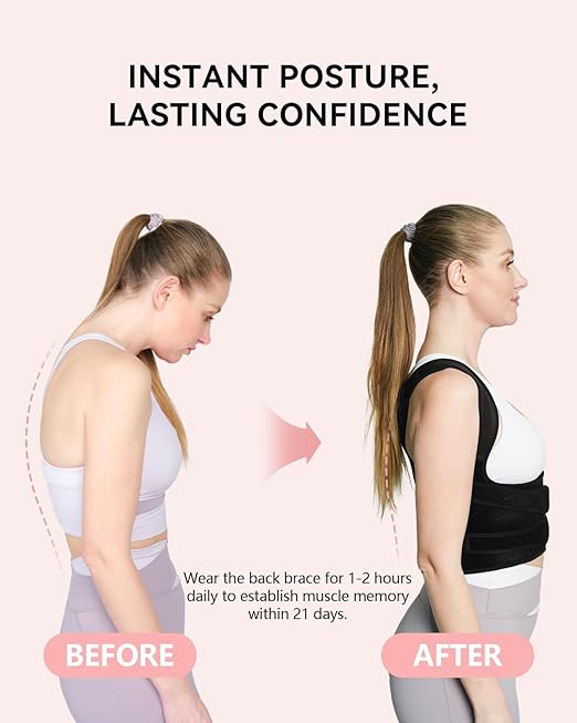 Posture Corrector for Women and Men, Back Brace with Shoulder Support, Adjustable Full Back Brace Straightener for Posture Improving, Relief for Upper & Lower Back, Shoulder Pain (Medium)