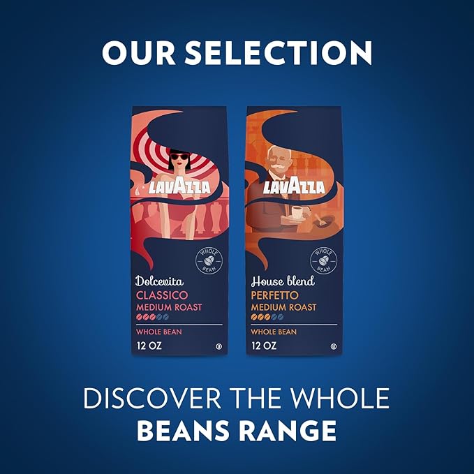 Lavazza Dolcevita Classico Whole Bean Coffee 12oz Bag, Medium Roast, Rich and Full-bodied, Intensity 3/5, Arabica and Robusta, Ideal for Drip Brewers, (Pack of 1) - Package May Vary