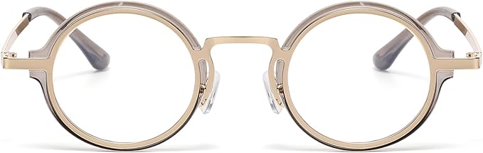 Onrtry Fashion Small Round Blue Light Blocking Glasses for Women Men Metal Frame Eyewear Glasses