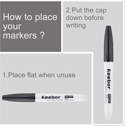 Dry Erase Markers Bulk, Chisel Tip, Black, 72 Pack Low-odor Whiteboard Markers, Office & Back to School Supplies, 20% More Ink