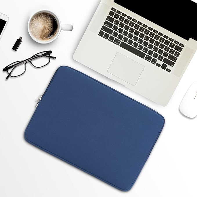 RAINYEAR Laptop Sleeve Case Compatible with 13.3 Inch Notebook Computer Tablet Chromebook 14" MacBook Pro M1 M2 M3 M4 Pro/Max Soft Cover Protective Case Zipper Carrying Bag (Navy Blue)