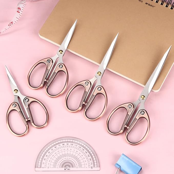 6.3" All Stainless Steel Office Scissors,Ultra Sharp Blade Shears,Sturdy Sharp Scissor for Office Home School Sewing Fabric Craft Supplies Multipurpose Scissors Bronze