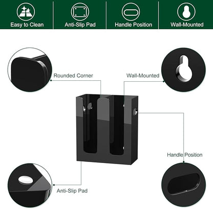 Disposable Coffee Cup Dispenser with Handles, Countertop or Wall Mount Hot/Cold Drink Cup and Lid Holder - Bathroom/Kitchen/Office Acrylic Cup Lid Storage Organizer (2 Compartments, Black)
