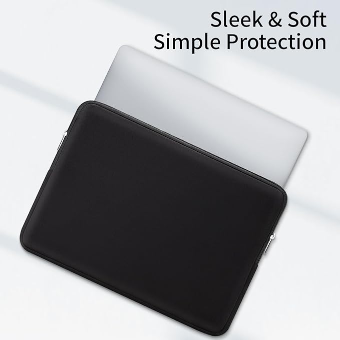 RAINYEAR 15.6 Inch Laptop Sleeve Protective Case Soft Carrying Zipper Bag Cover Compatible with 15.6" Notebook Computer Ultrabook Chromebook (Black)